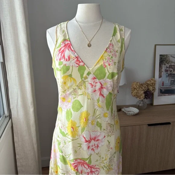 Vintage Y2K Floral Midi Slip Dress – VTG size 16. (M/L) - Picture 3 of 10